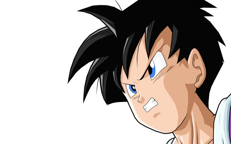 Anime Character Face — Black, Intense, Manga, Spiky Hair, Blue Eyes