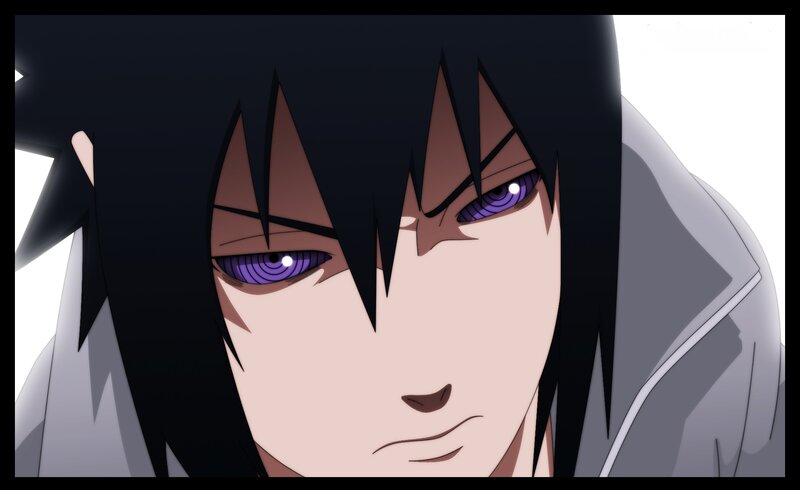 Anime Character Face — Black, Intense, Purple Eyes