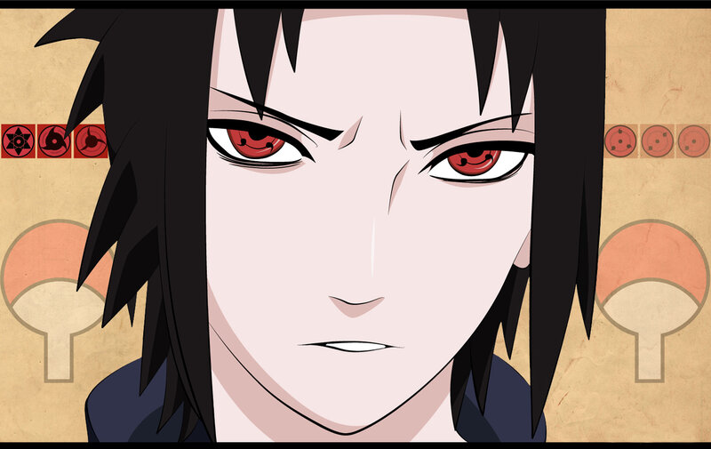 Anime Character Face — Black, Intense, Red Eyes