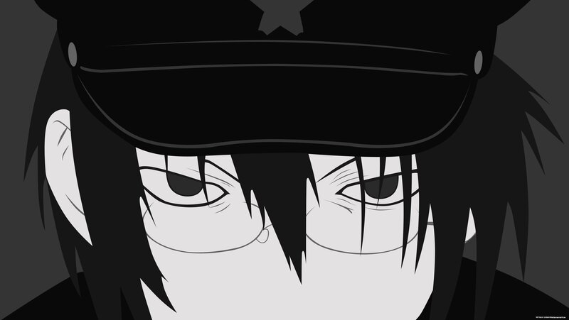 Anime Character Face — Black, Serious, Hat, Glasses