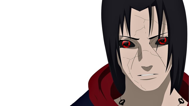 Anime Character Face — Black, Serious, Red Eyes