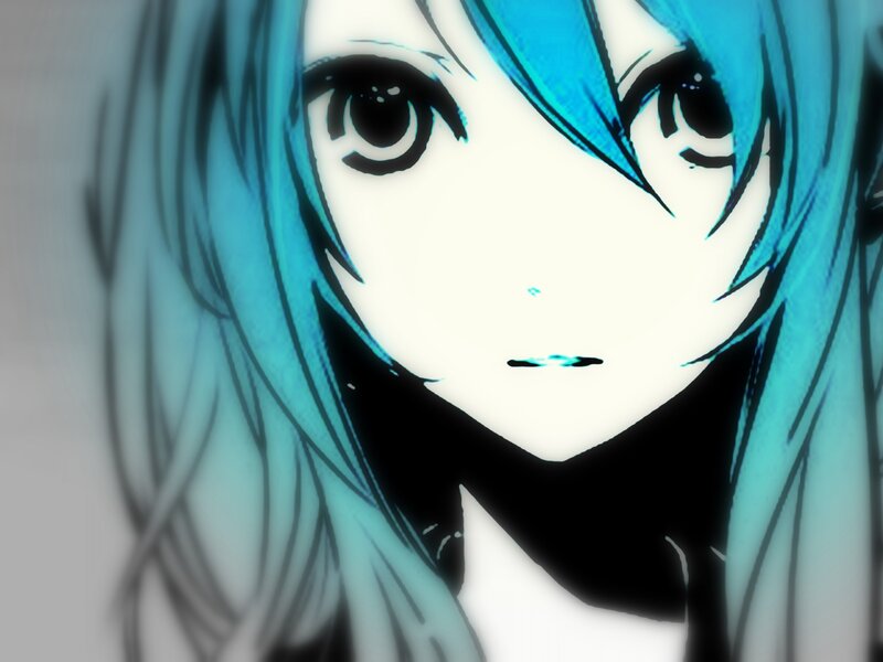 Anime Character Face — Blue, Dramatic, Blue Hair