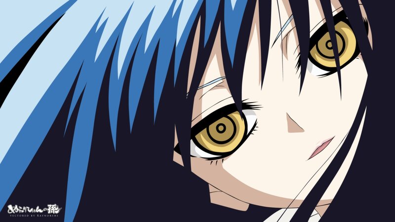 Anime Character Face — Blue, Dramatic, Blue Hair, Yellow Eyes