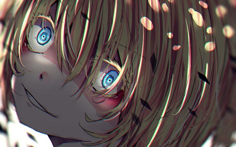 Anime Character Face — Blue, Dramatic, Digital Art, Eyes, Hair