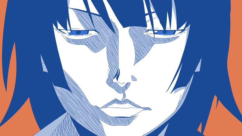 Anime Character Face — Blue, Dramatic, Manga, Eyes, Hair, White