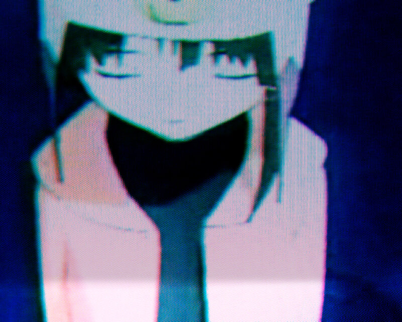Anime Character Face — Blue, Dramatic, Screen