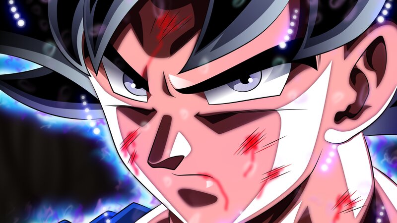 Anime Character Face — Blue, Intense, Dramatic