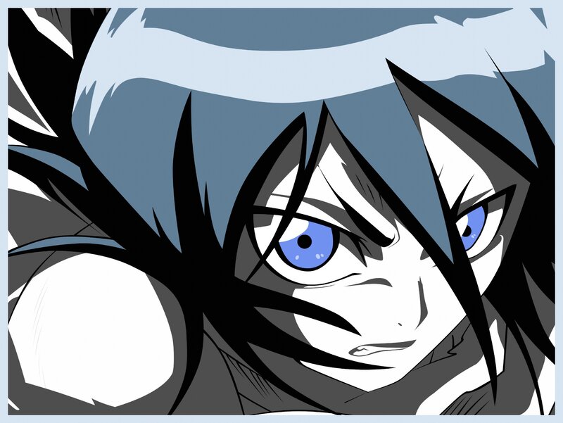 Anime Character Face — Blue, Intense, Manga