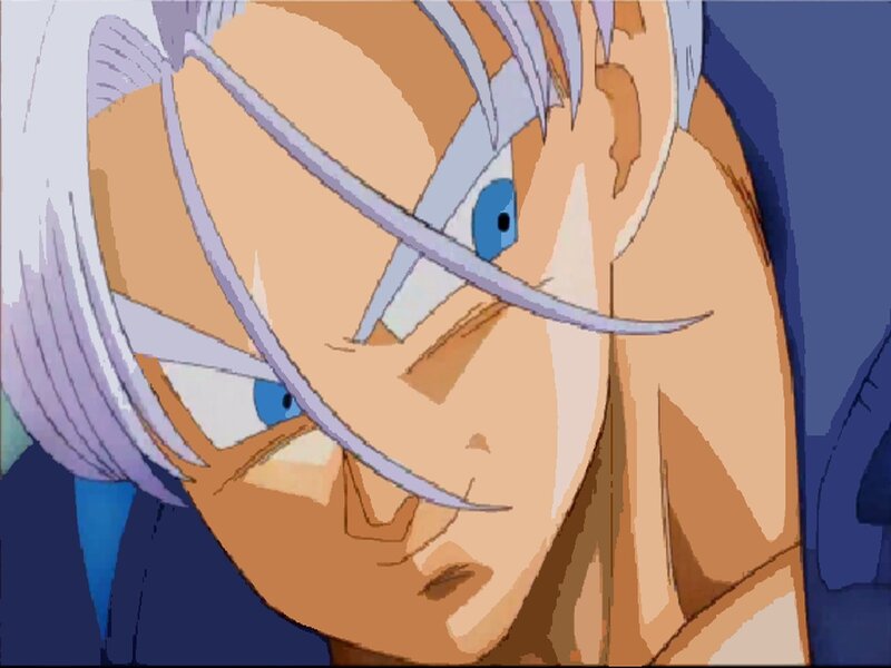 Anime Character Face — Blue, Intense, Silver Hair