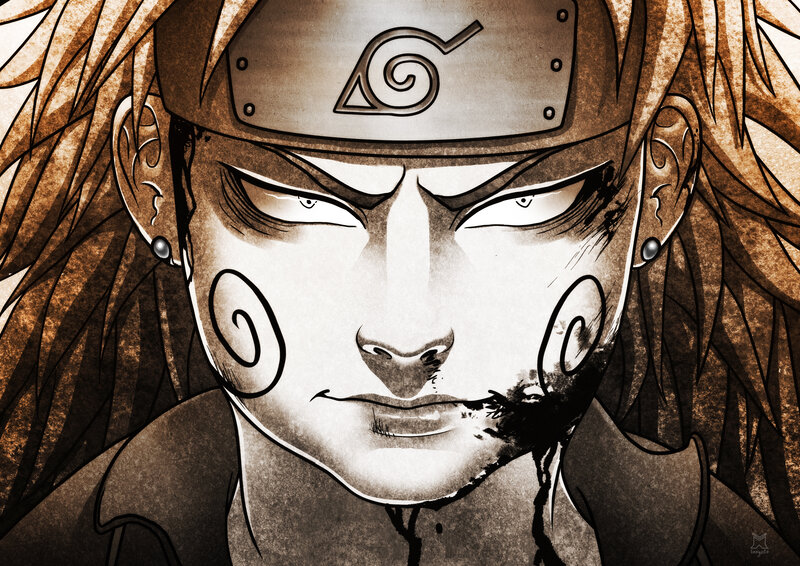 Anime Character Face — Brown, Intense, Manga, Headband