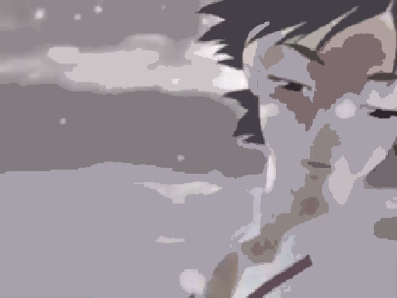 Anime Character Face — Gray, Dramatic, Hair, Sky