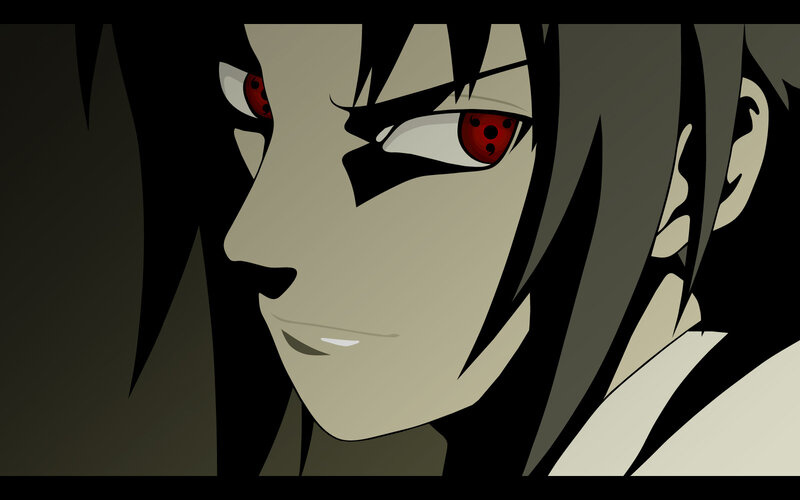 Anime Character Face — Gray, Dramatic, Red Eyes, Black Hair