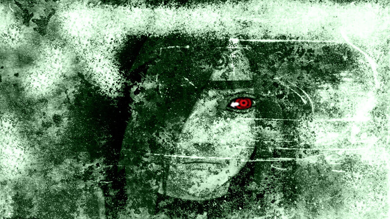 Anime Character Face — Green, Dark, Intense