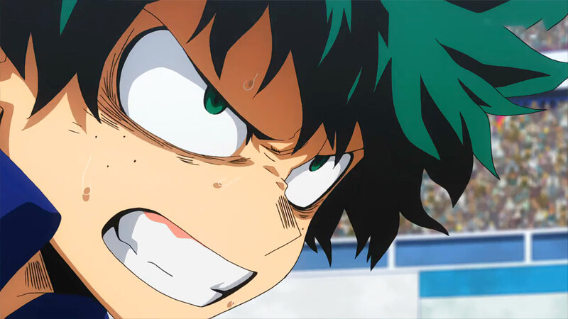 Anime Character Face — Green, Intense, Crowd