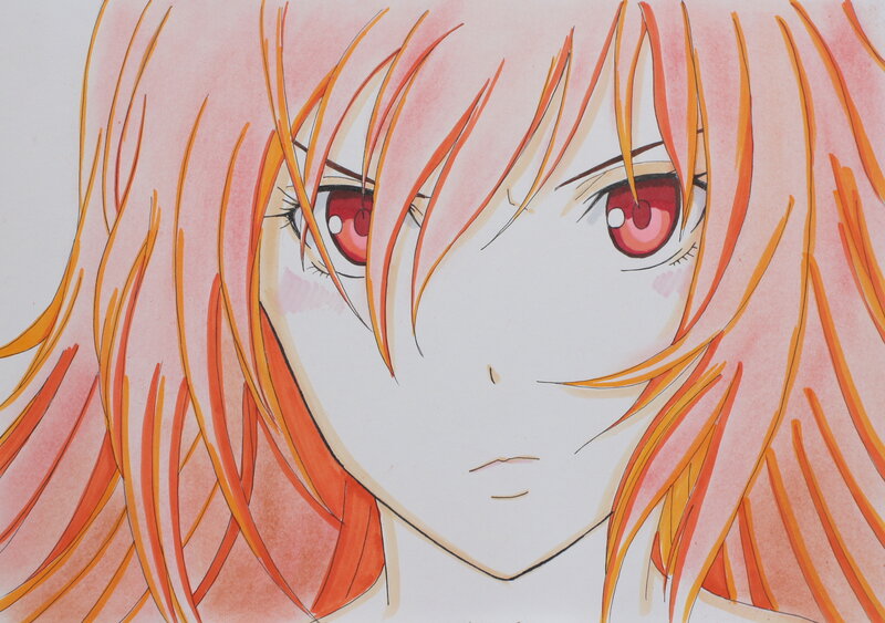 Anime Character Face — Pink, Intense, Manga, Red Eyes