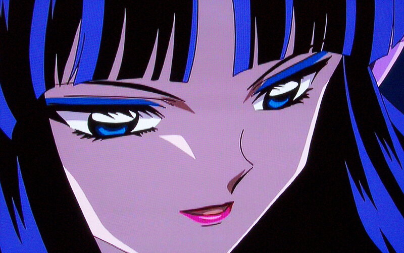 Anime Character Face — Purple, Dramatic, Blue Hair