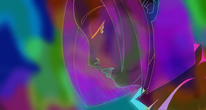 Anime Character Face — Purple, Dramatic, Digital Art, Tear
