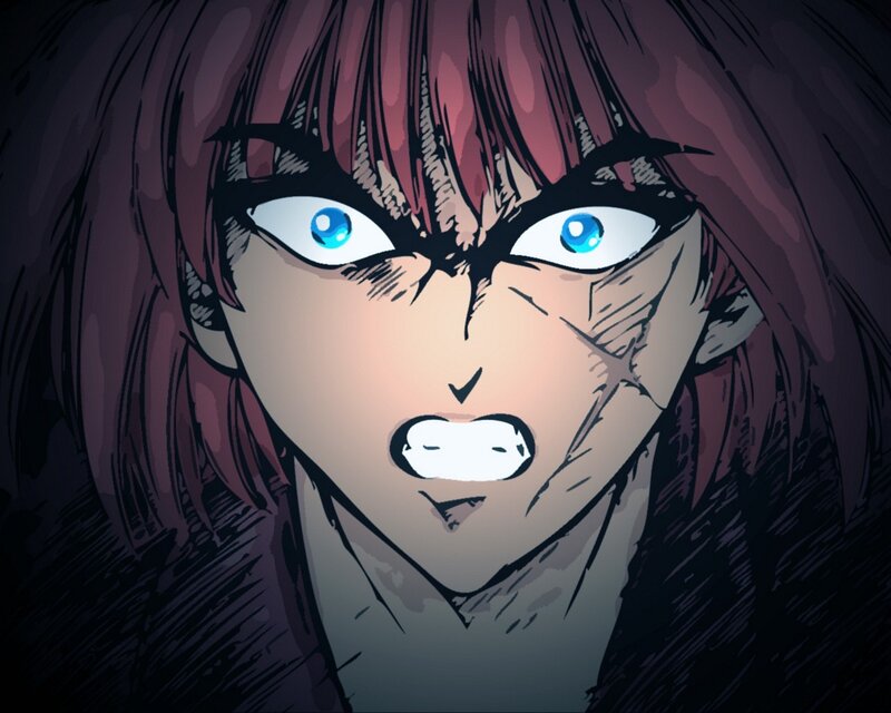 Anime Character Face — Purple, Dramatic, Manga, Blue Eyes