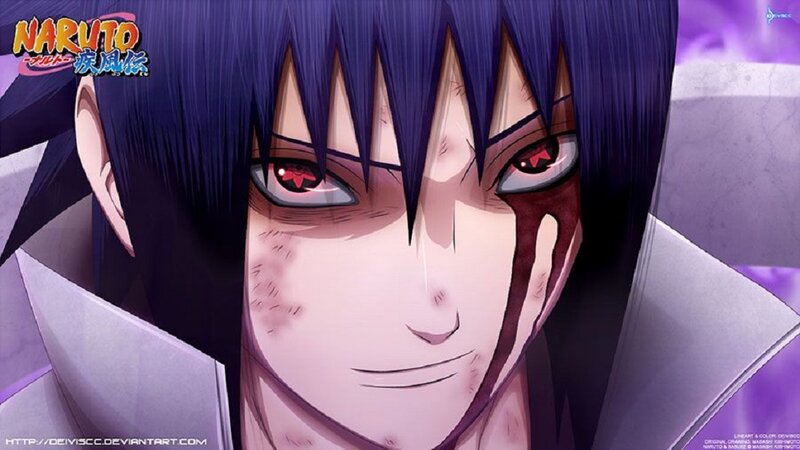 Anime Character Face — Purple, Dramatic, Red Eyes