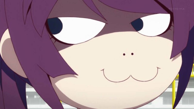 Anime Character Face — Purple, Intense, Purple Hair, Building