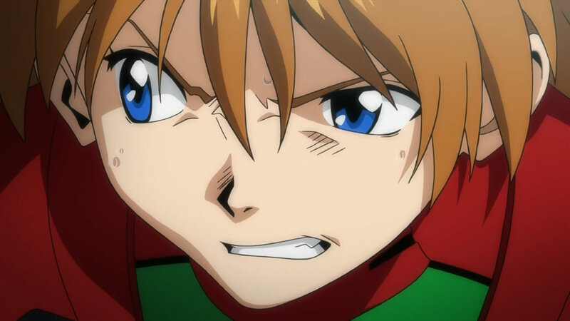 Anime Character Face — Red, Intense, Blue Eyes