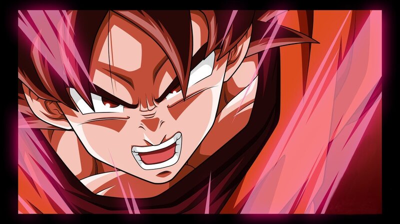 Anime Character Face — Red, Intense, Hair, Eyes, Energy Aura