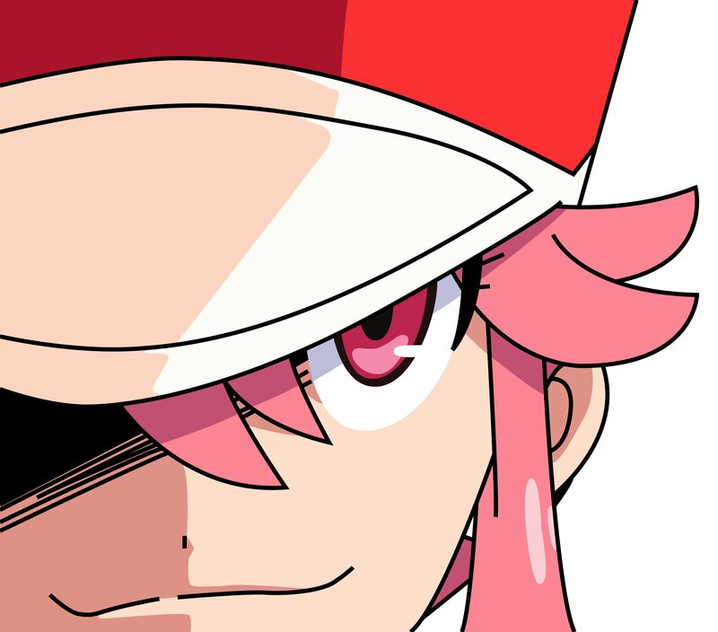 Anime Character Face — Red, Intense, Hat