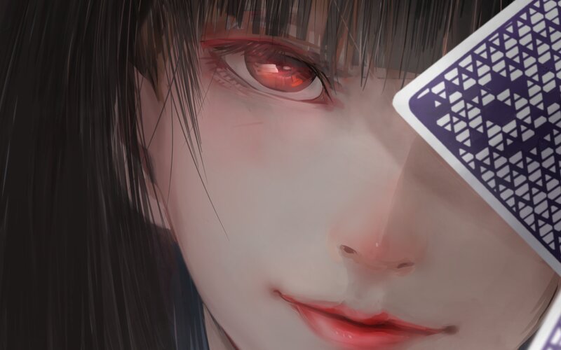 Anime Character Face — White, Dramatic, Digital Art, Red Eyes