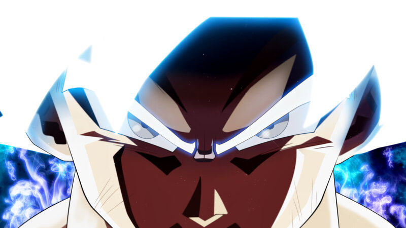 Anime Character Face — White, Intense, Blue Aura