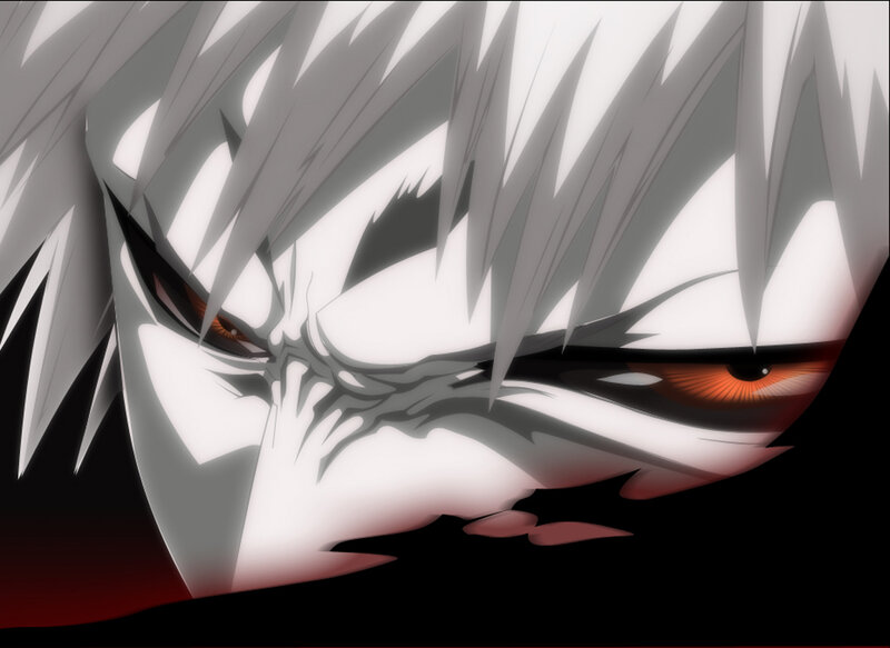 Anime Character Face — White, Intense, Dramatic
