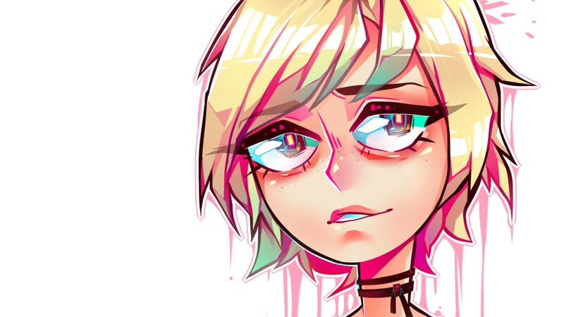 Anime Character Face — Yellow, Dramatic, Digital Art