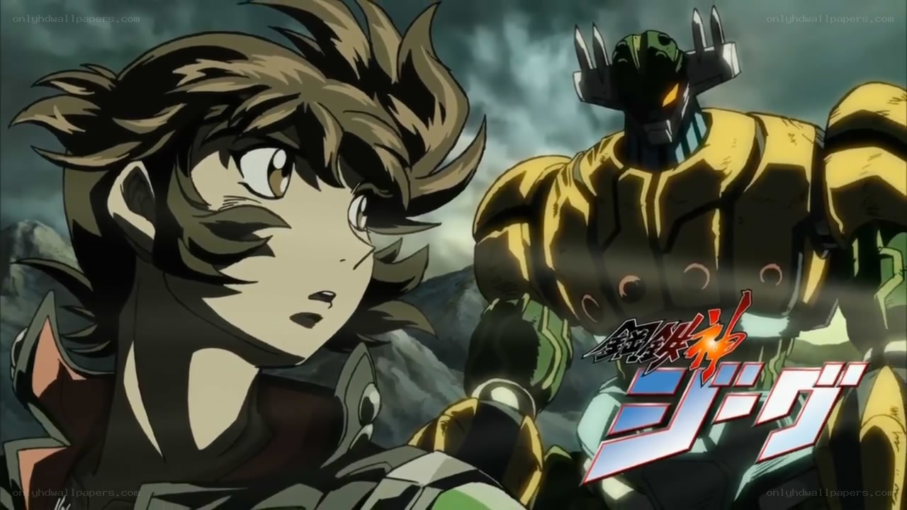anime character facing robot