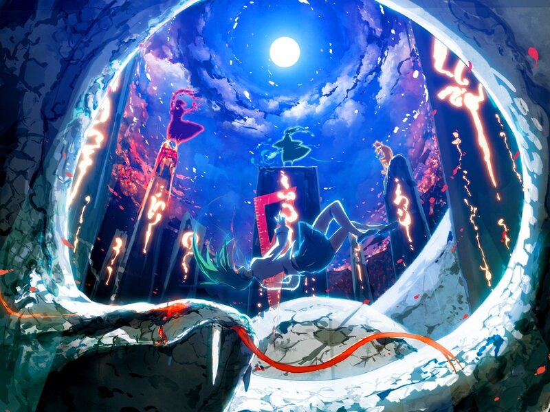 Anime Character Falling — Blue, Dramatic, Night