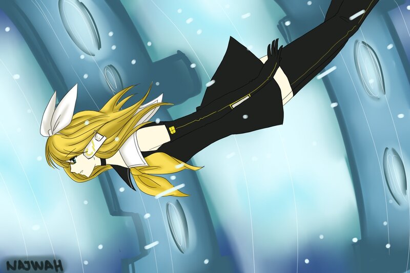 Anime Character Falling — Blue, Dramatic, Winter