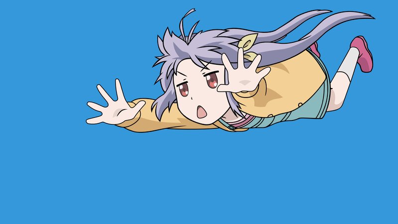 Anime Character Falling — Blue, Dynamic, Blue Background