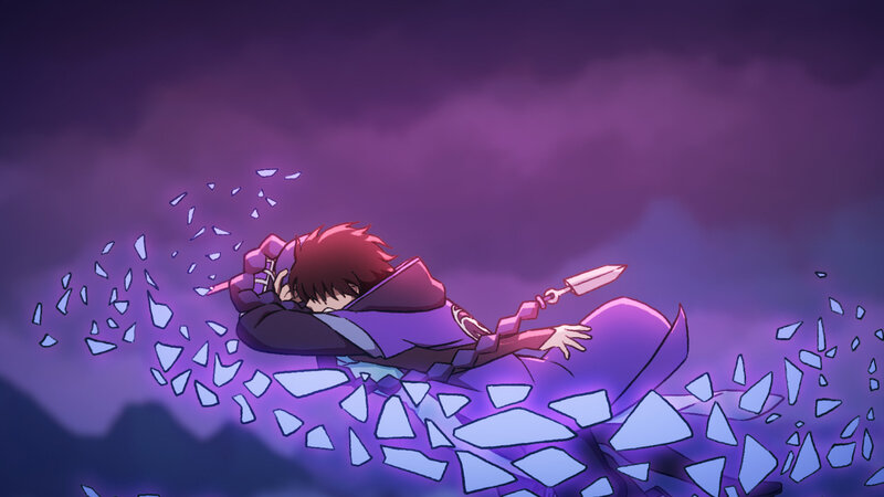 Anime Character Falling — Purple, Dramatic, Night