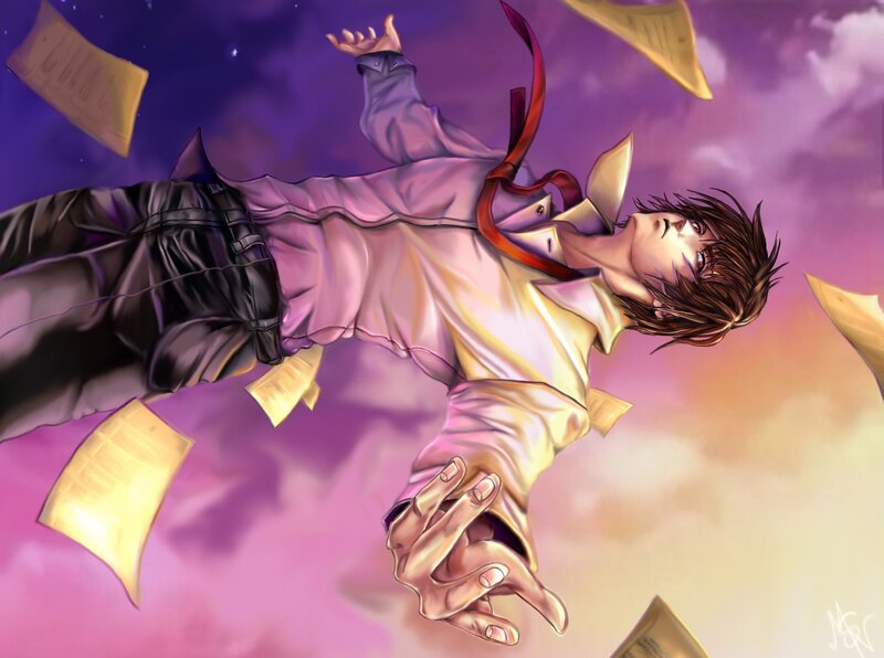 Anime Character Falling — Purple, Dramatic