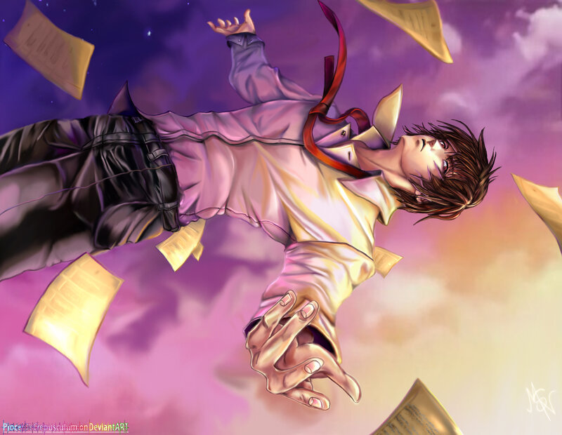Anime Character Falling — Purple
