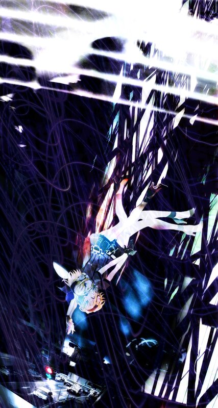 anime character falling through city