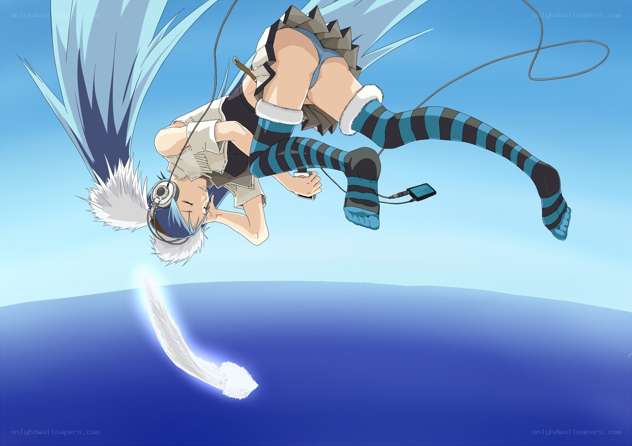 Anime character falling through sky