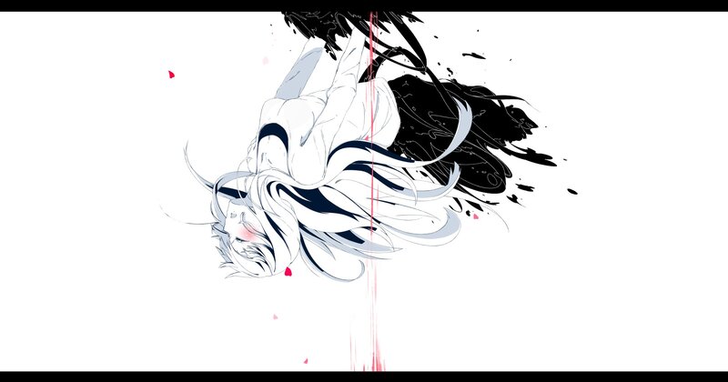 Anime Character Falling — White, Dramatic