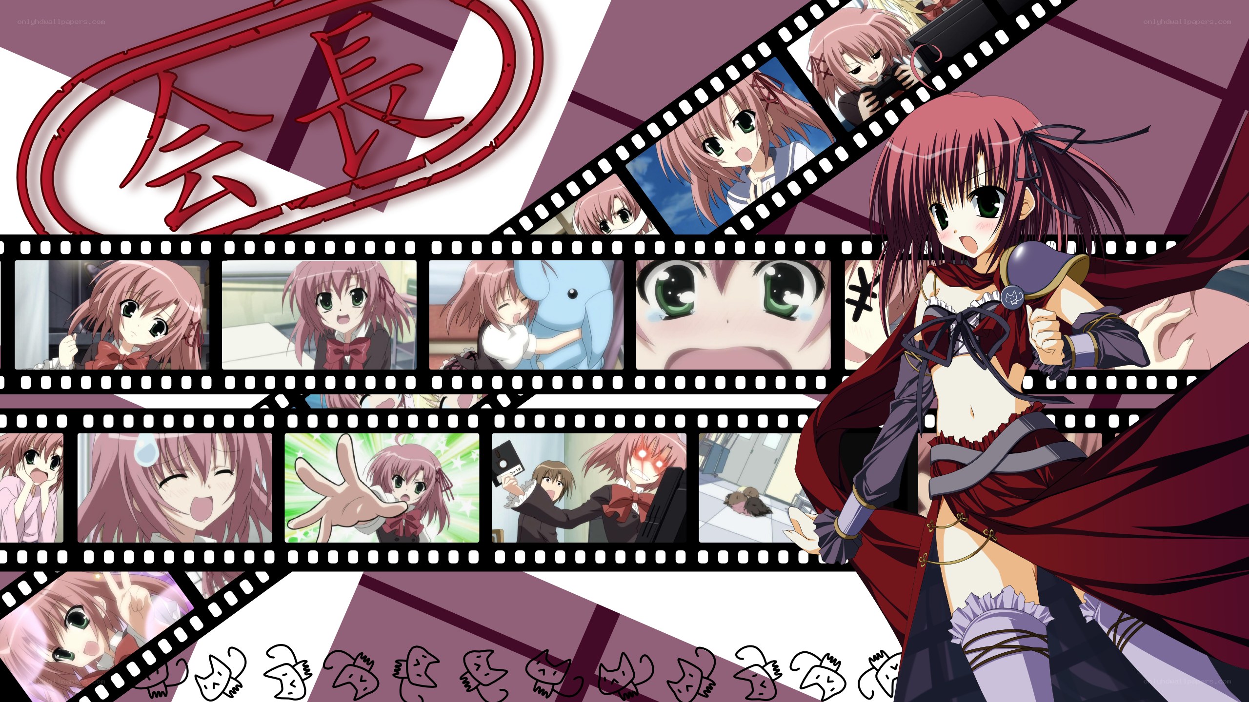 Anime character film strip collage