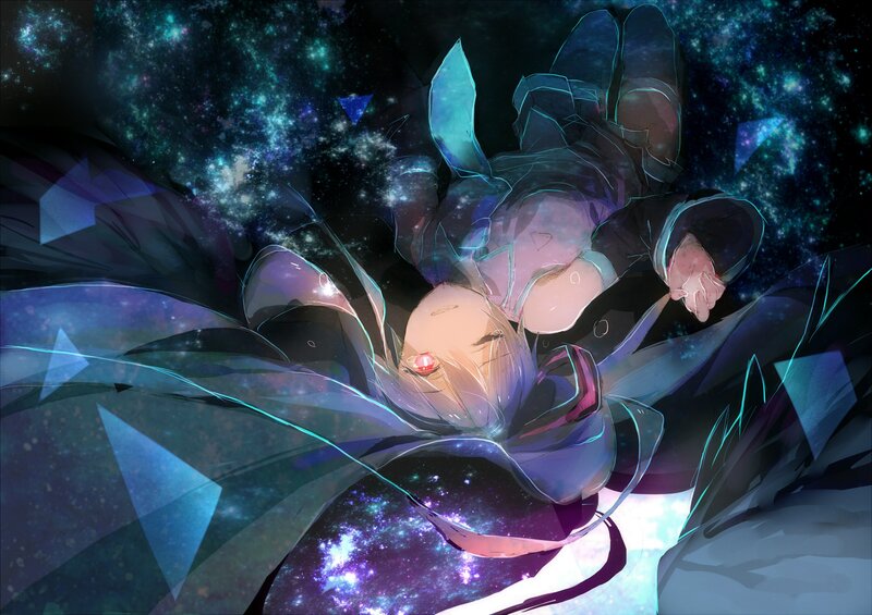 Anime Character Floating — Blue, Dreamy