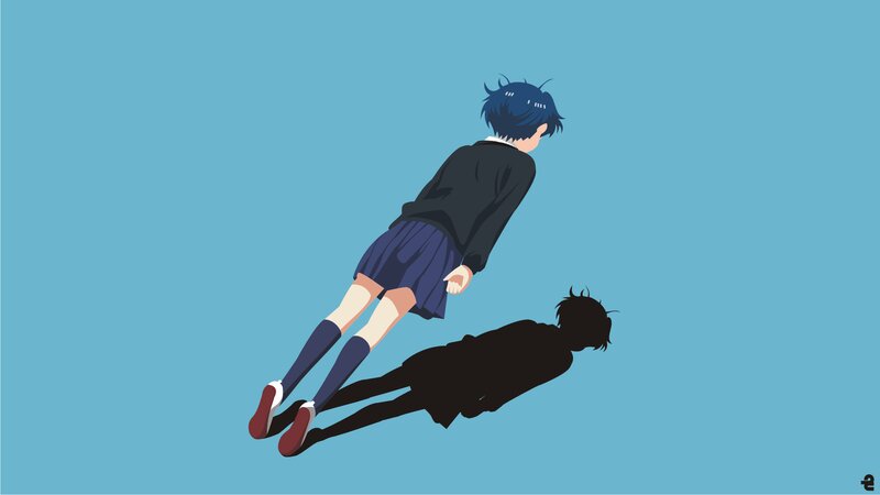 Anime Character Floating — Blue, Serene