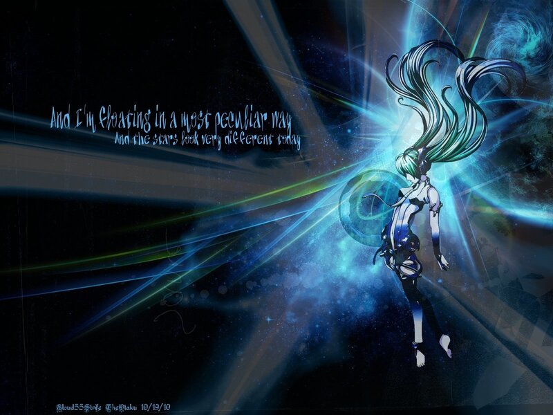 Anime Character Floating in Space — Blue