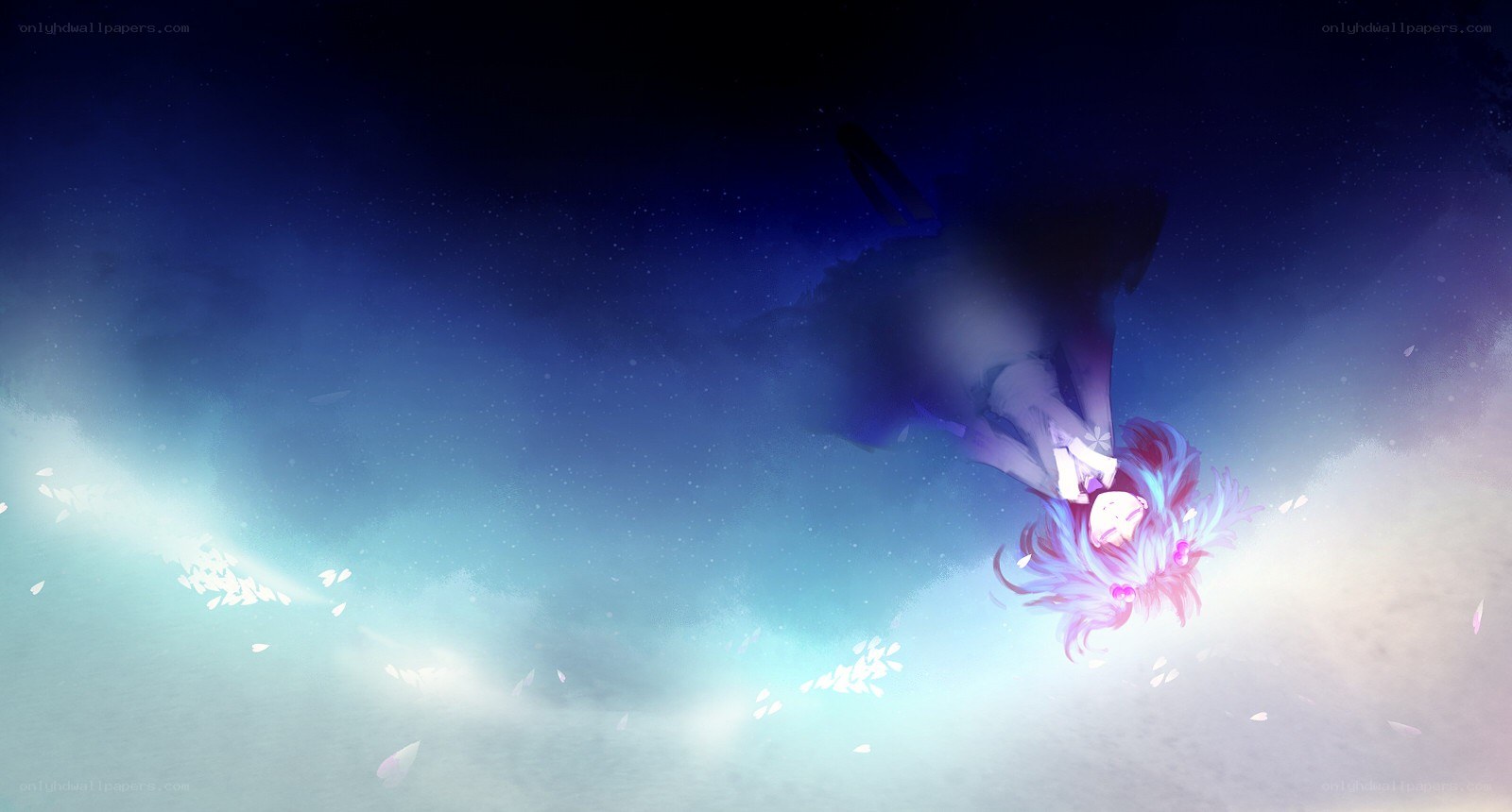 Anime character floating in space
