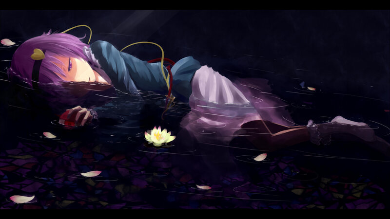 Anime Character Floating in Water — Purple
