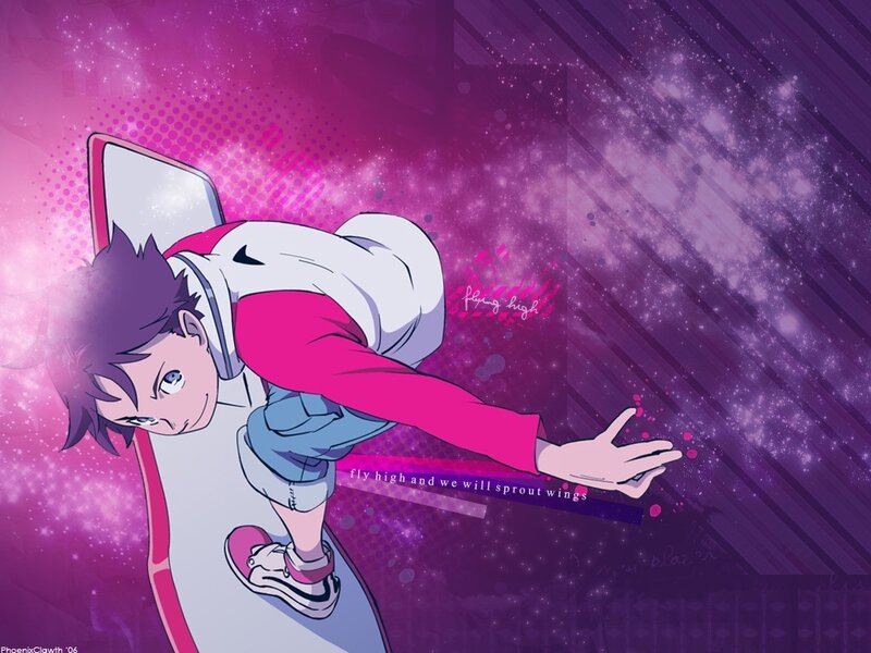 anime character flying high