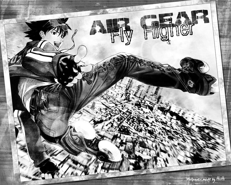 Anime character flying high