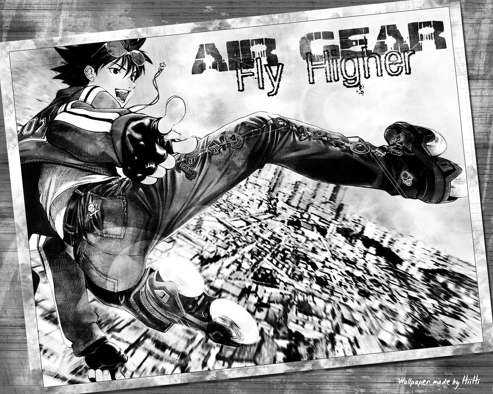 Anime character flying high